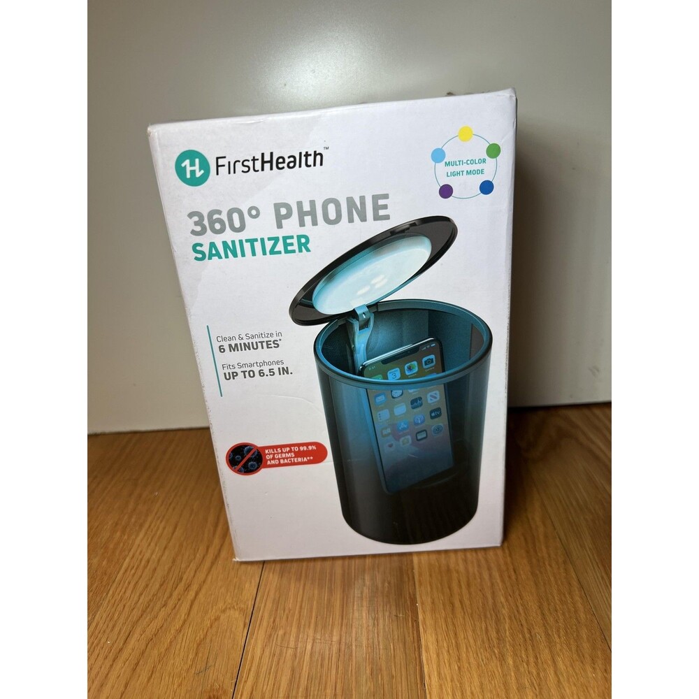 FirstHealth 360 Phone Sanitizer Black UV Light Cleaner Up To 6.5in Open Box